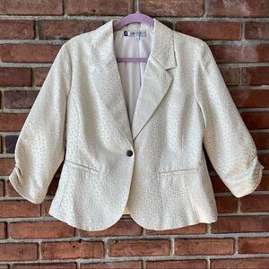 Jennifer Lopez Island Paradise Cream Metallic Polka Dot Blazer Size Large